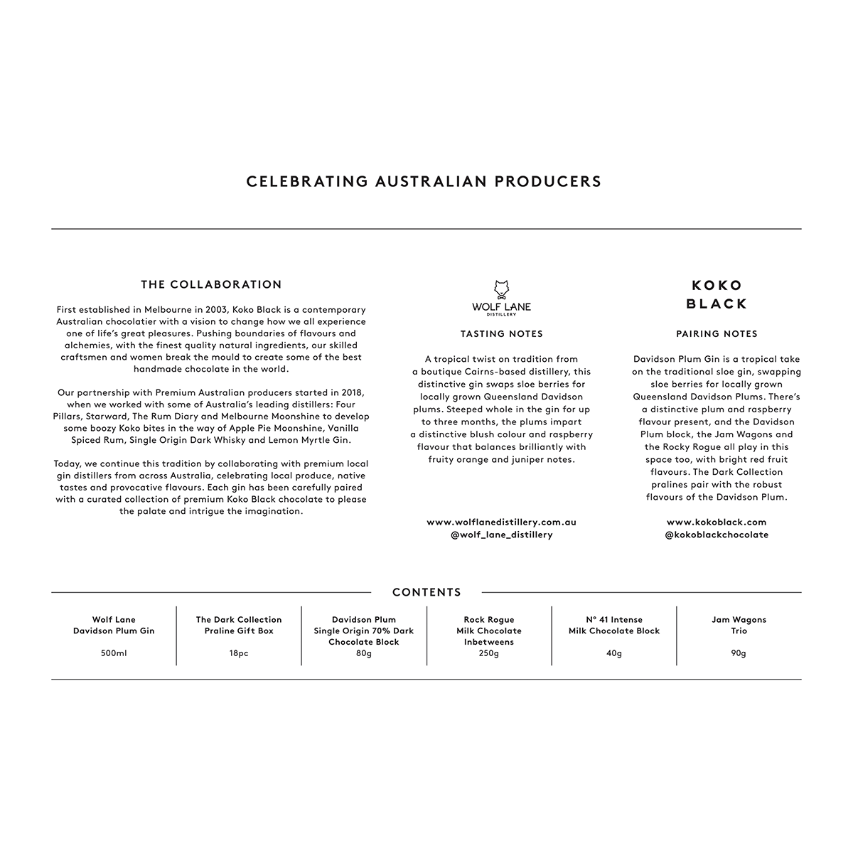 Wolf Lane x Koko Black Hamper Tasting Notes Card