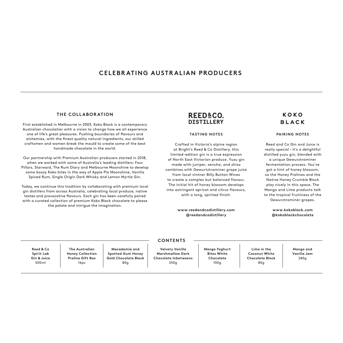Reed & Co x Koko Black Hamper Tasting Notes Card
