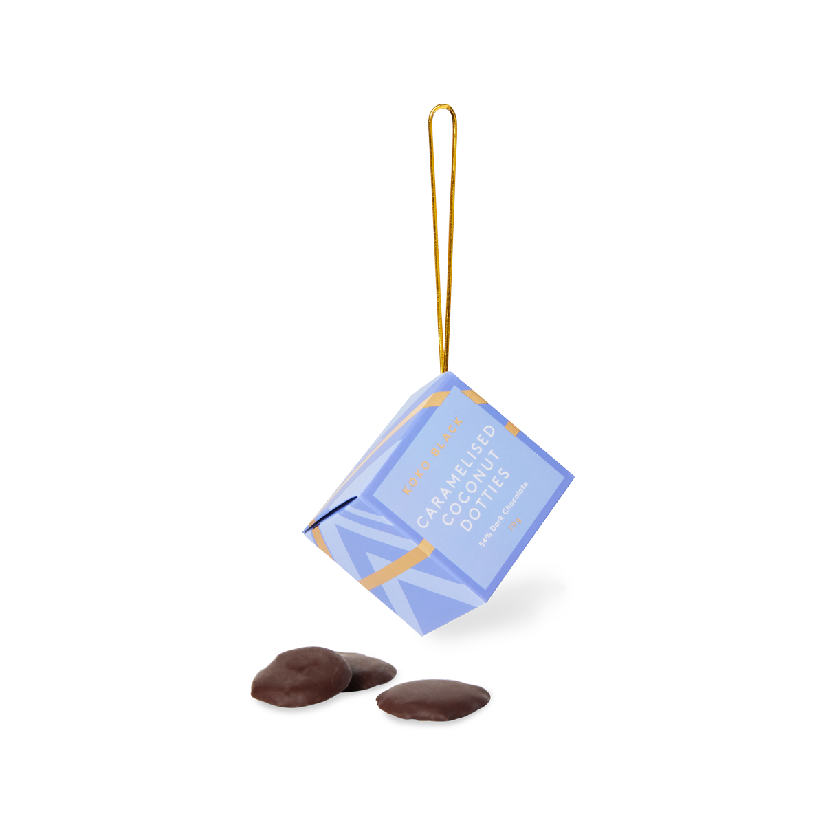 Caramelised Coconut Dotties Cube | Dark Chocolate