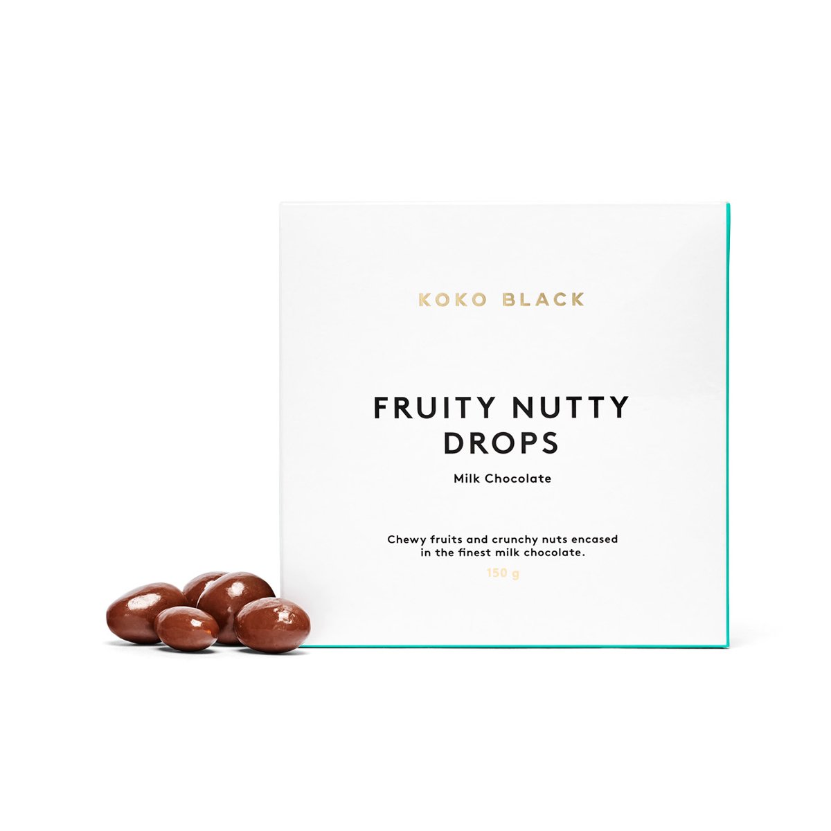 Chocolate drops beside packaging