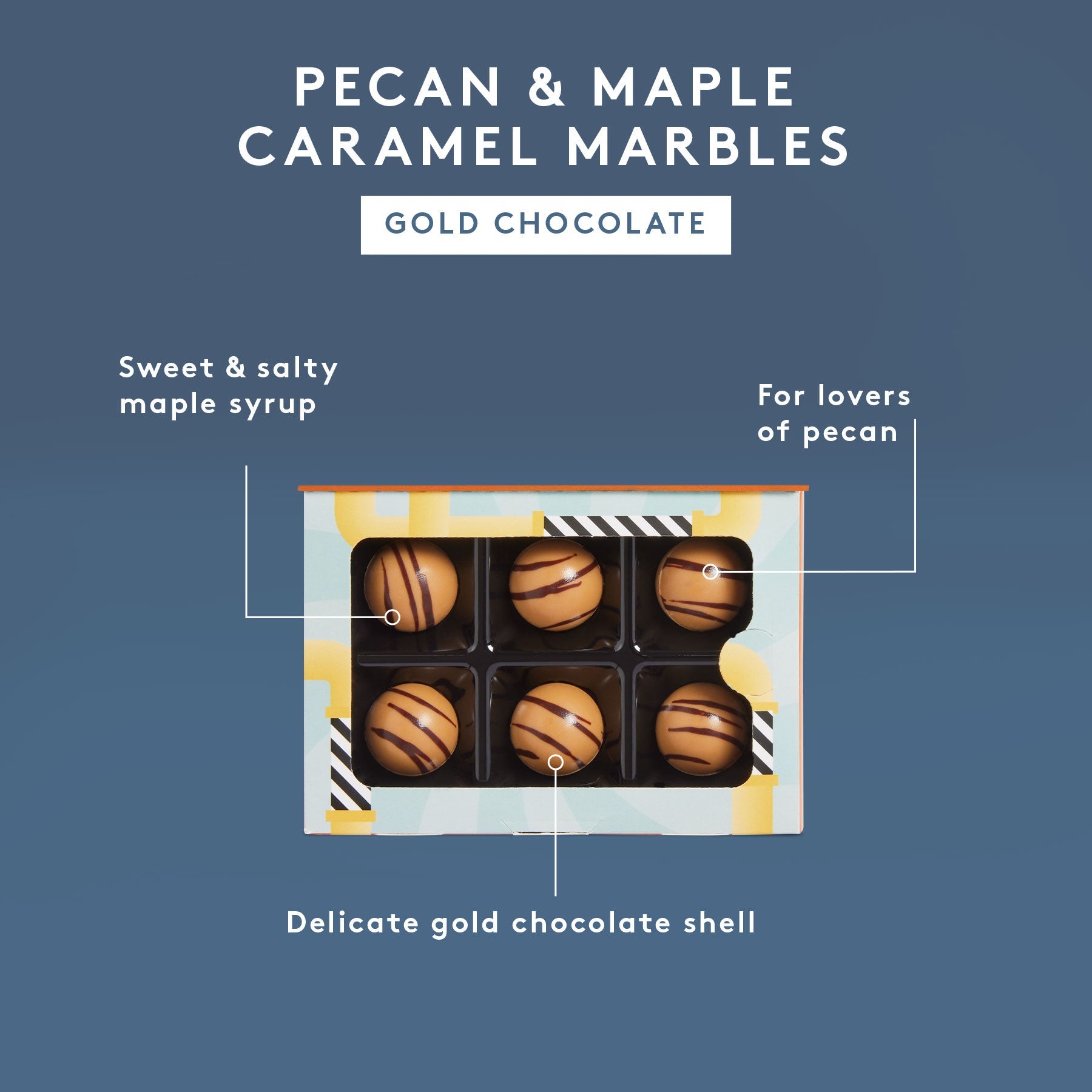 Pecan & Maple Caramel Marbles | Gold Chocolate