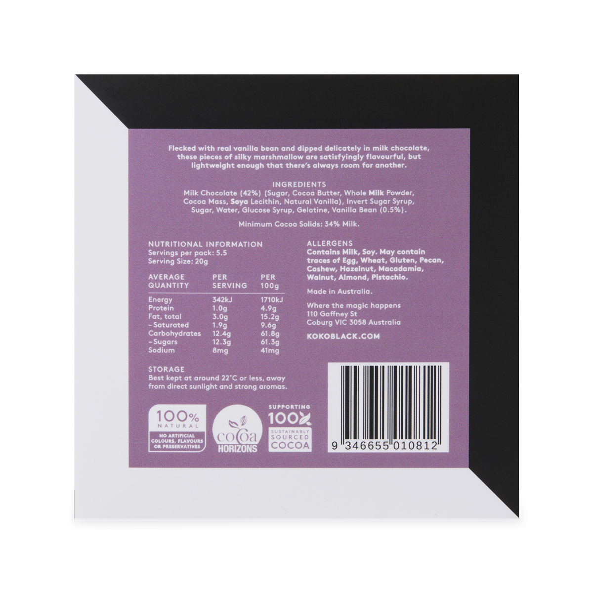 Velvety Vanilla Marshmallow 110g | Milk Chocolate