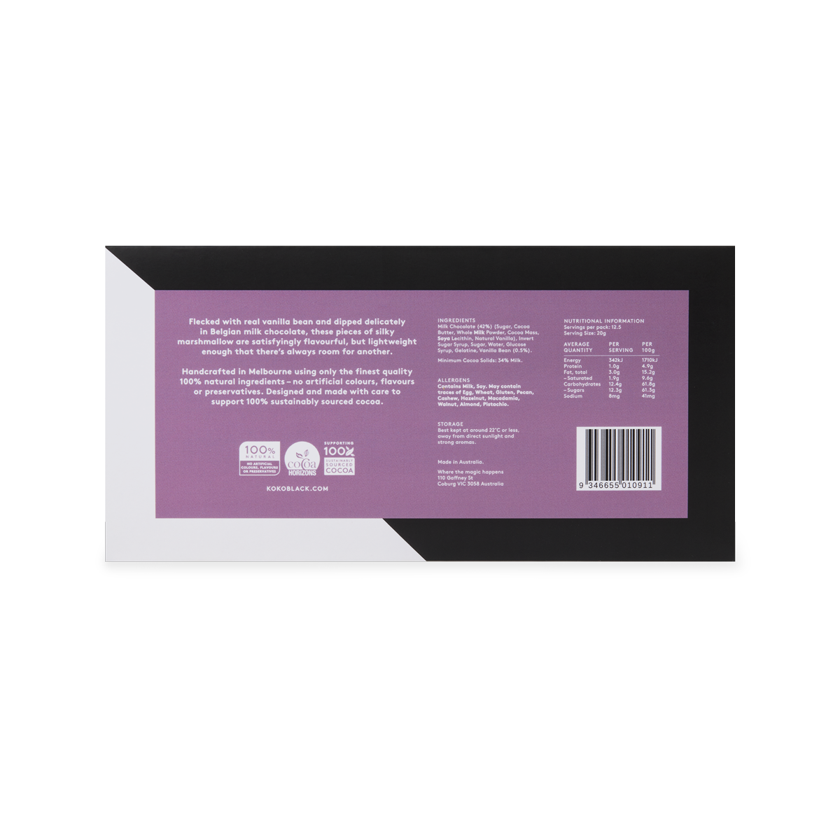 Velvety Vanilla Marshmallow 250g | Milk Chocolate
